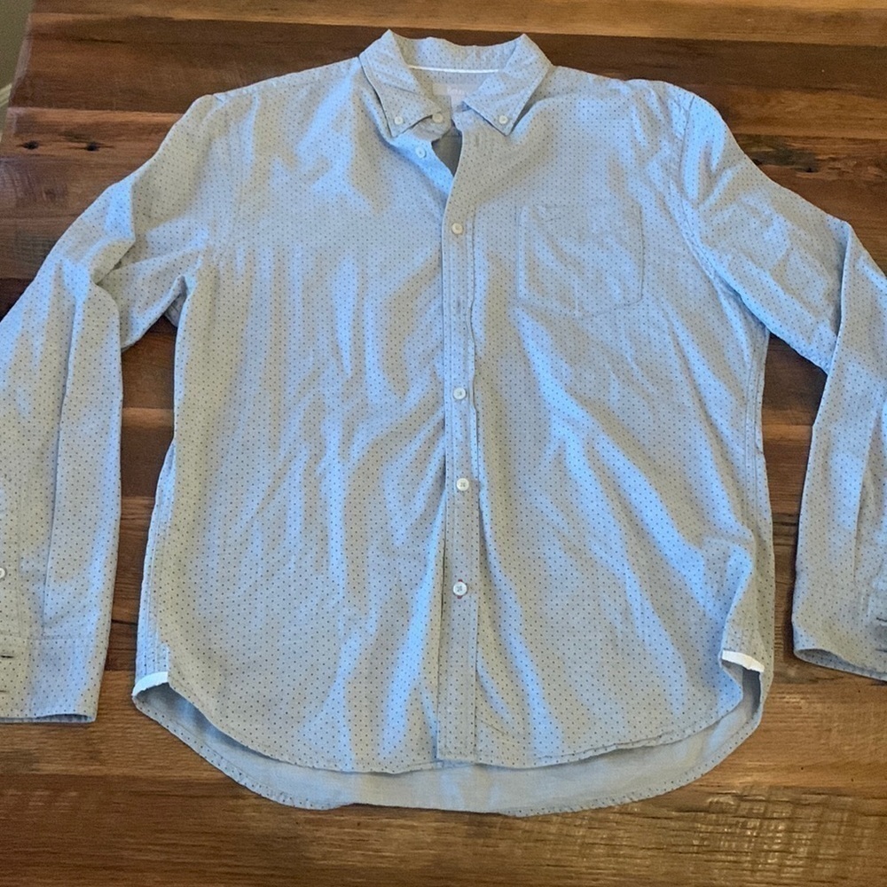 Boden 16.5 Blue Polka Dot Men's Long Sleeve Collared Button Down Shirt